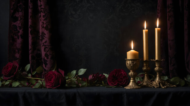 Elegant gothic winter botanical still life background
