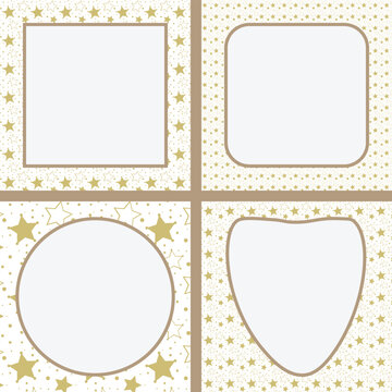 Gold star pattern frame set for luxury certificate design and Christmas invitations