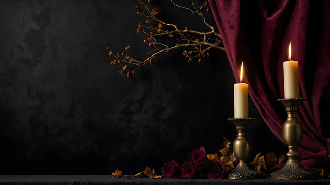 Elegant gothic winter botanical still life background