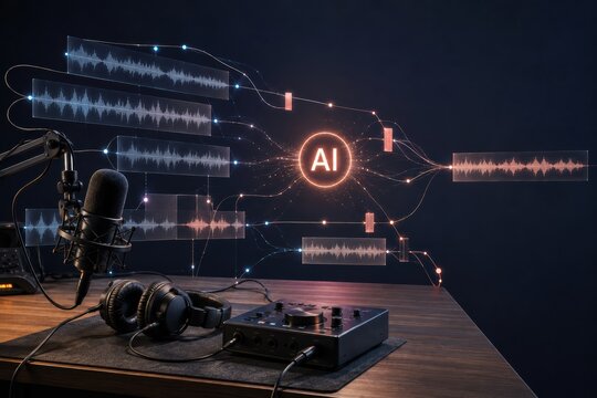 AI Podcast Production Network With Professional Recording Equipment