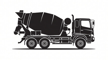 Fototapeta premium Cement concrete mixer truck silhouette vector illustration