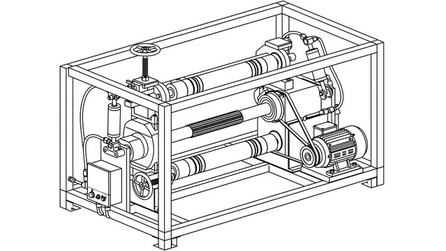 Industrial machinery assembly white background.