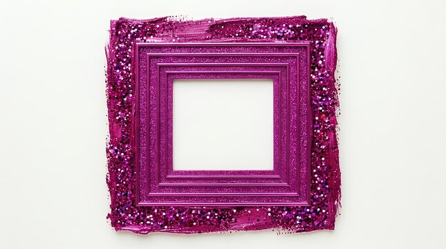 Sparkling Magenta Brush Frame with Triple Border Design and Glitter Effect  Sparkling Magenta Brush Frame Triple Border Design Glitter Effect Background Decorative Ornate Elegant Pink