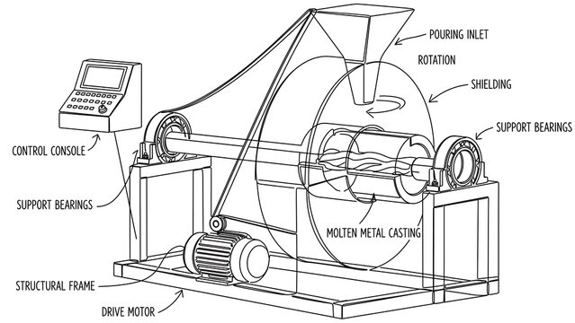 Industrial machinery diagram white background.