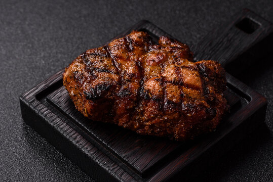 Grilled beef or pork steak seasoned with salt and allspice. Grilled steak