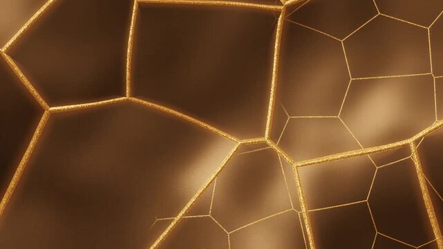 Kintsugi Gold Lacquer Repair Seams on Ceramic With Circling Burnish Glint, Seamless Loop in subtle brown tones