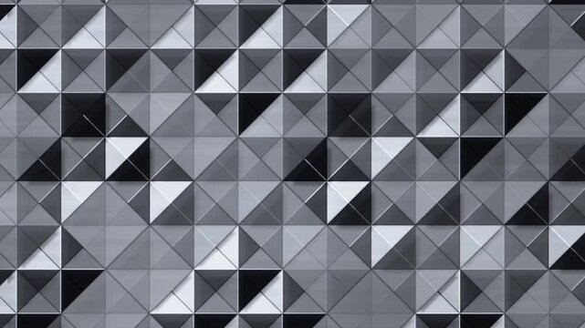 Origami Waterbomb Paper Tessellation Popping Open In Crossing Folding Waves, Abstract Background Seamless Loop in calm grey tones