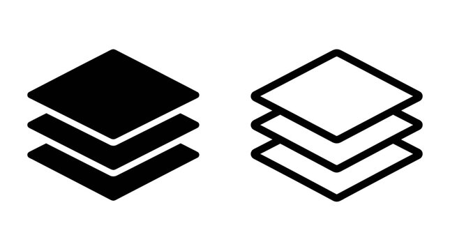 Stacked layers sheets pages glyph line icon vector illustration