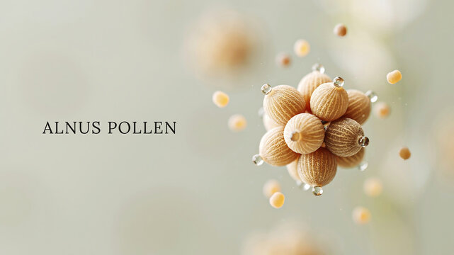 Microscopic view of alnus pollen grains showing natural structures and textures