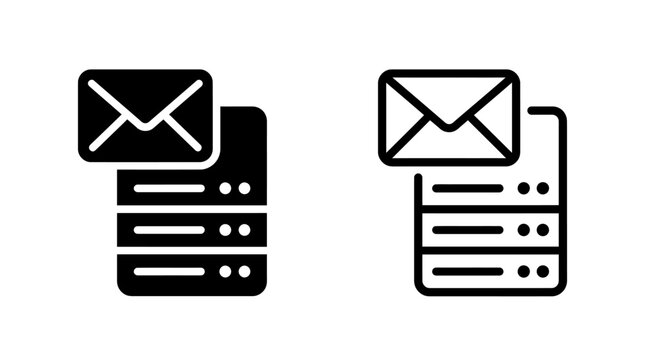 Server rack icon with an envelope symbolizing mail server and data storage