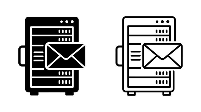 Server tower icon featuring email message representing digital mail