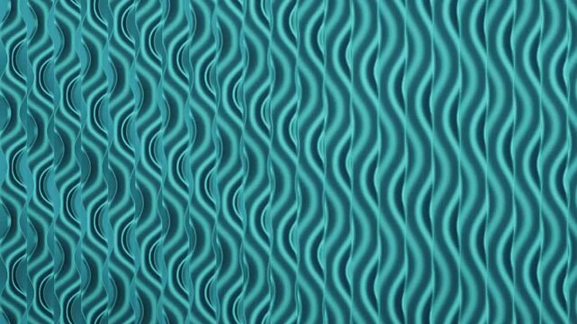 Twisting Aluminium Fin Wall With Helical Torsion Light Bands Seamless Loop in vibrant teal tones
