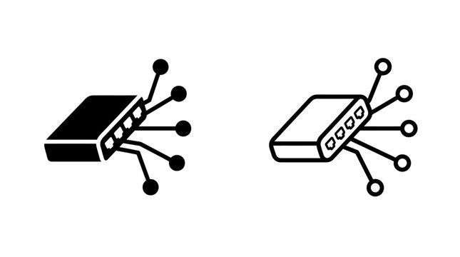 Switch device network connection icon with ports and cables