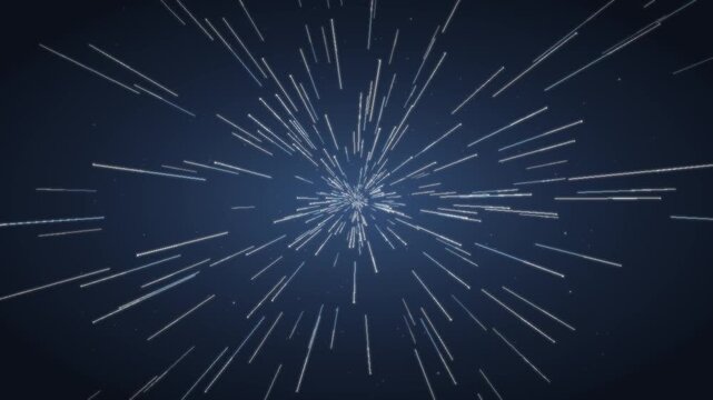 Warp speed hyperspace starfield flight seamless loop in soft cyan tones