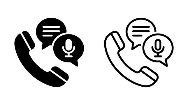 Phone call and voice message icons with speech bubbles and microphone