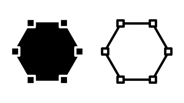 Geometric polygon shape selection node handles vector graphic icons
