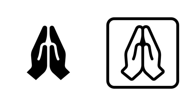 Minimalist prayer hands icon inside rounded square with religion