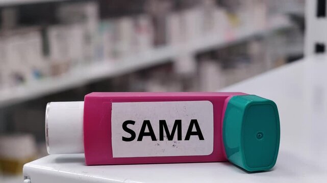 SAMA inhaled medicine or pharmaceutical class delivered by an aerosol inhaler