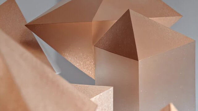 ?Geometric copper pyramids in motion: mesmerizing 3d animation with reflective surfaces