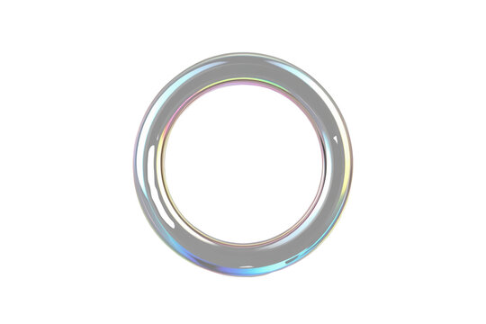 Thin iridescent circular ring with rainbow sheen