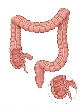 Human Large Intestine Colon Anatomical Illustration Medical Diagram