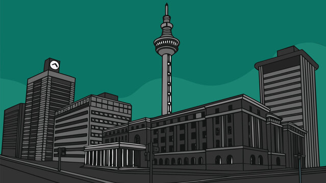 Johannesburg Panoramic Cityscape Silhouette Vector Illustration