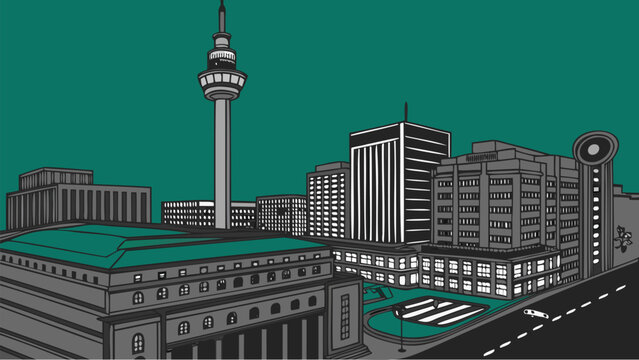 Johannesburg South Africa Panoramic Skyline Silhouette Vector