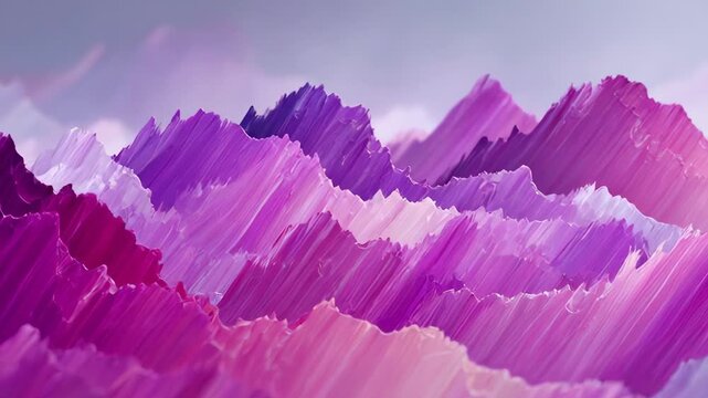 ?Vibrant pink and purple geometric waveforms unfold in a mesmerizing abstract animation