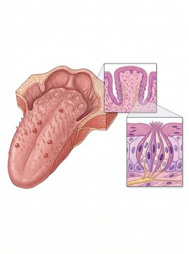 Detailed Medical Illustration of Human Thyroid and Parathyroid Glands with Microscopic Views