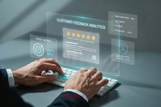 Businessman Analyzing Customer Feedback And Satisfaction Metrics