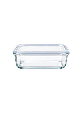 Clear glass rectangular food storage container