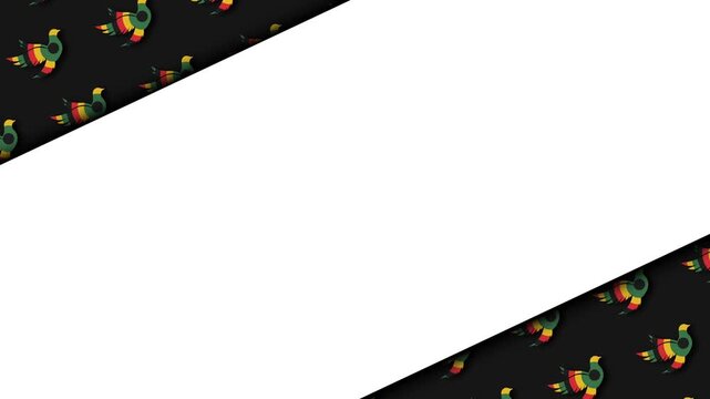 Emancipation Day Celebration Diagonal Frame with Colorful Pan African Bird Pattern Background.