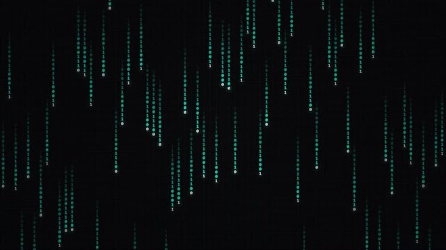 Digital Matrix Background Featuring Falling Green Binary Code Strings