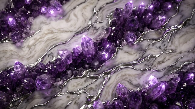 3d design of purple amethyst and silver marble texture in 4k HD Wallpaper