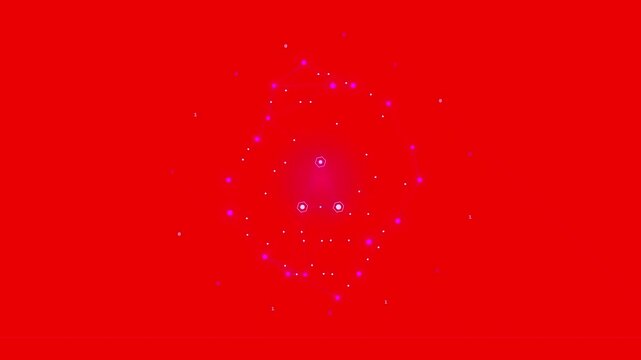 Abstract Red Motion Graphic with Glowing Pink Data Particles