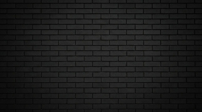 Dark black brick wall texture background with modern masonry pattern for urban design and copy space