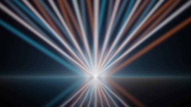 Abstract light streaks emanating from bright center on dark background, energetic motion, futuristic technological graphic, dynamic visual effect.