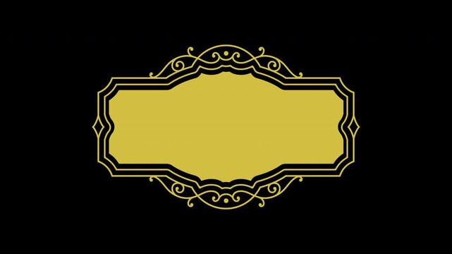 Elegant golden frame border animation on black background.