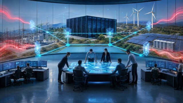 Cybersecurity Team Protecting Renewable Energy Smart Grid and Critical Infrastructure in Control Center