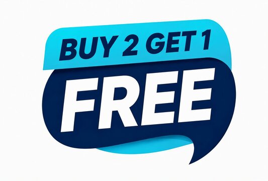 Buy 2 get 1 free promotional speech bubble graphic design