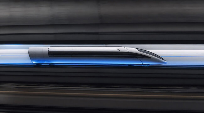 Futuristic High-Speed Hyperloop Train in Underground Tunnel