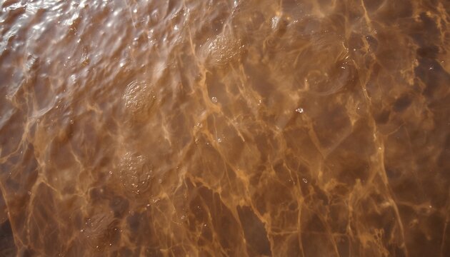 Flood water reflection aerial view brown murky water background