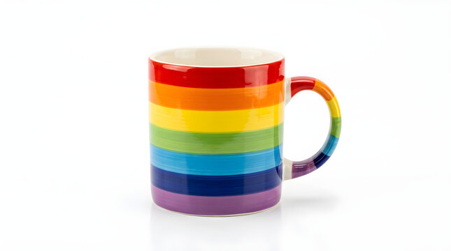Colorful Ceramic Coffee and Tea Cups Isolated on White Background for Breakfast and Morning Beverage Collection