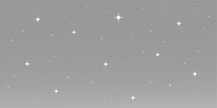 Small cyan stars and blue sparkles spread across a smooth gray sky, subtle celestial glitter particles with a soft dreamy glow