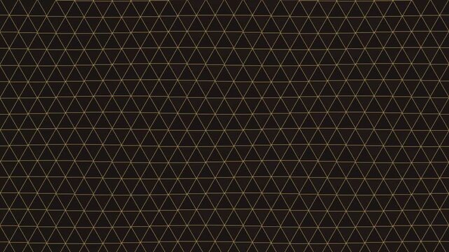 Elegant gold triangular grid pattern animates seamlessly on dark background, geometric motion graphic for luxury backgrounds and abstract design.