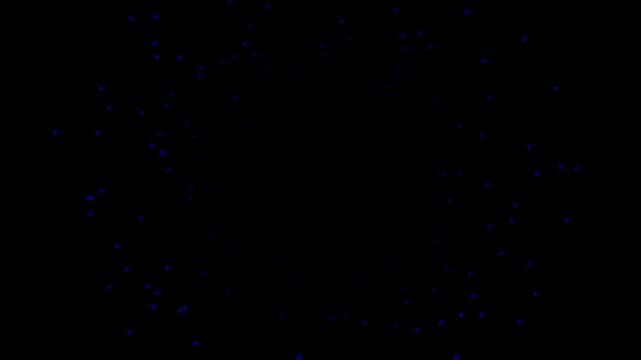 Abstract dark background with scattered small glowing blue particles.