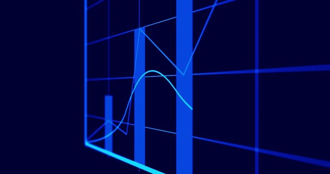 Arrow, growth and screen with bar graph for statistics, insight and info for finance presentation. Ui, infographic and animation for profit increase, economic boost and financial surge for investment
