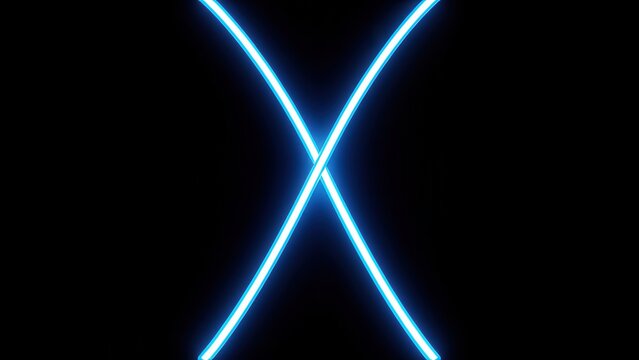 abstract electric blue neon lines intersecting forming geometric shape on matte black background perfect for modern tech advertising header design