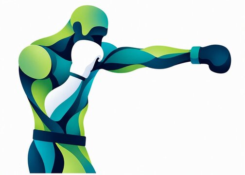 Athlete performing boxing punch with dumbbell for strength training