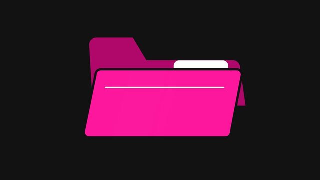 Animated Pink Folder Icon for Digital Data Storage and File Management Organization on Black Background